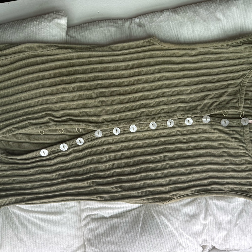 Free People Olive Ribbed Tank Top